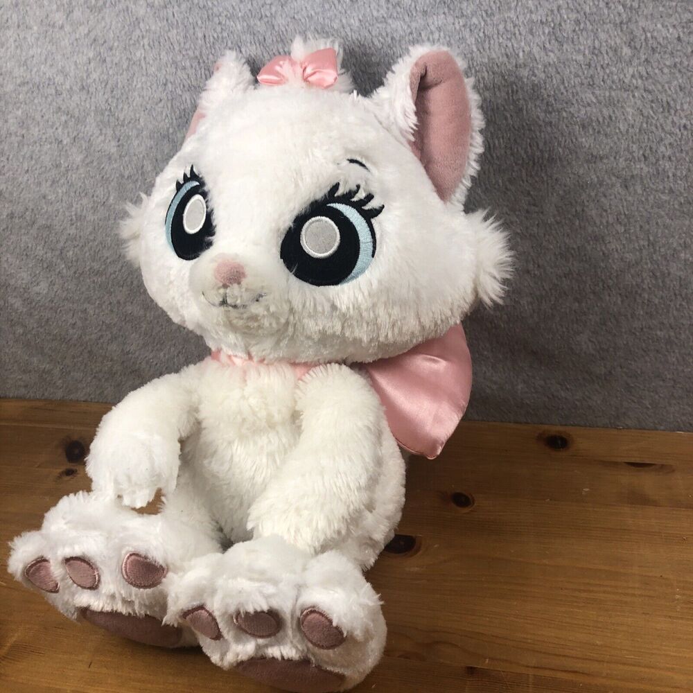 Disney Parks 12" Plush Marie Big Feet White Cat Kitten Pink Bow The Aristocats - Picture 5 of 7